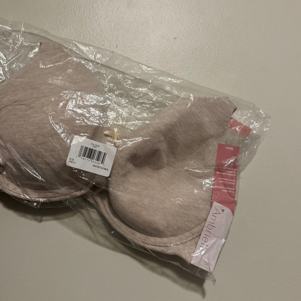 Ambrielle Heather Oatmeal Full Coverage Organic Cotton Bra 38DD